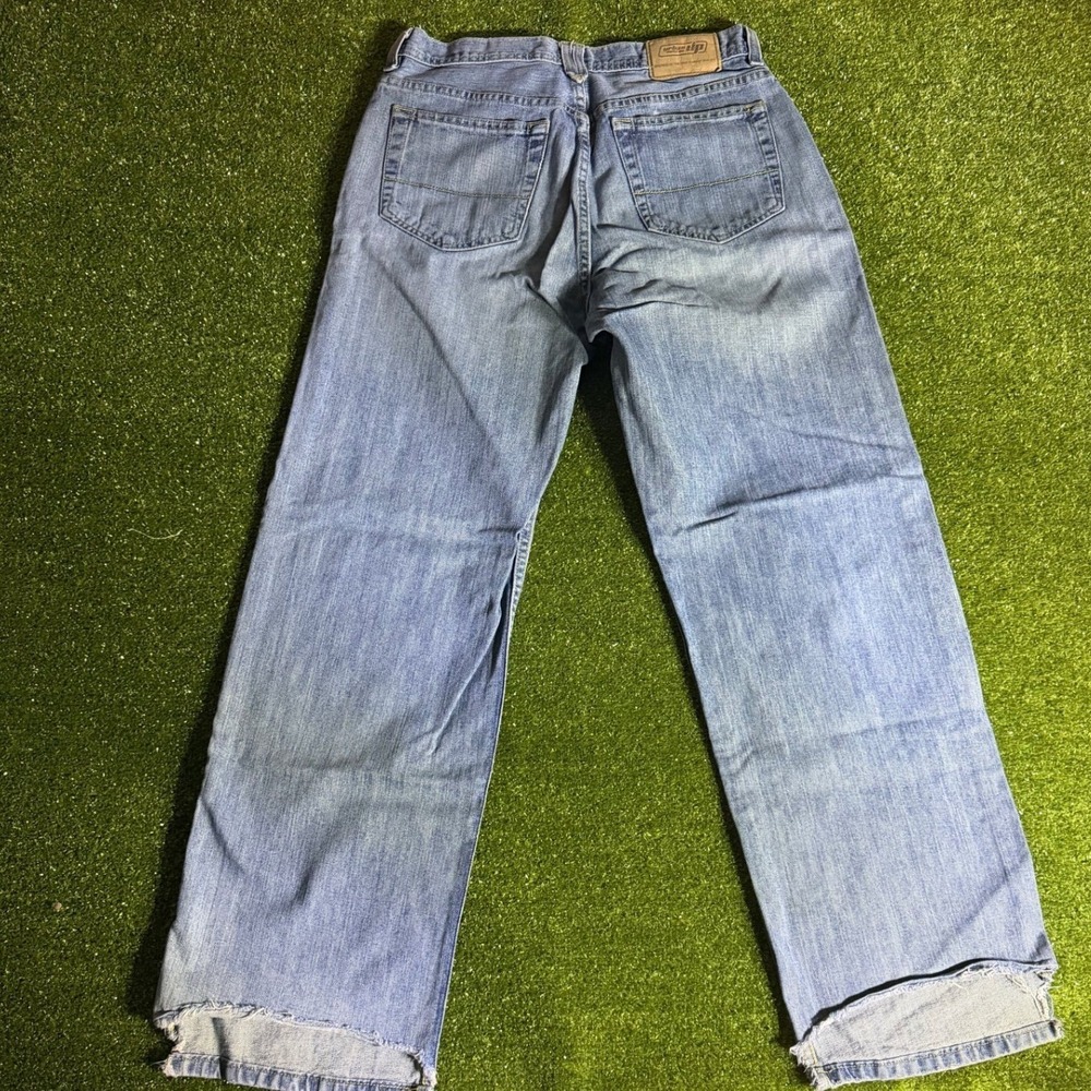 Urban Pipeline Mens Relaxed Straight Leg Jeans Light Wash 32x32 Distressed Hem